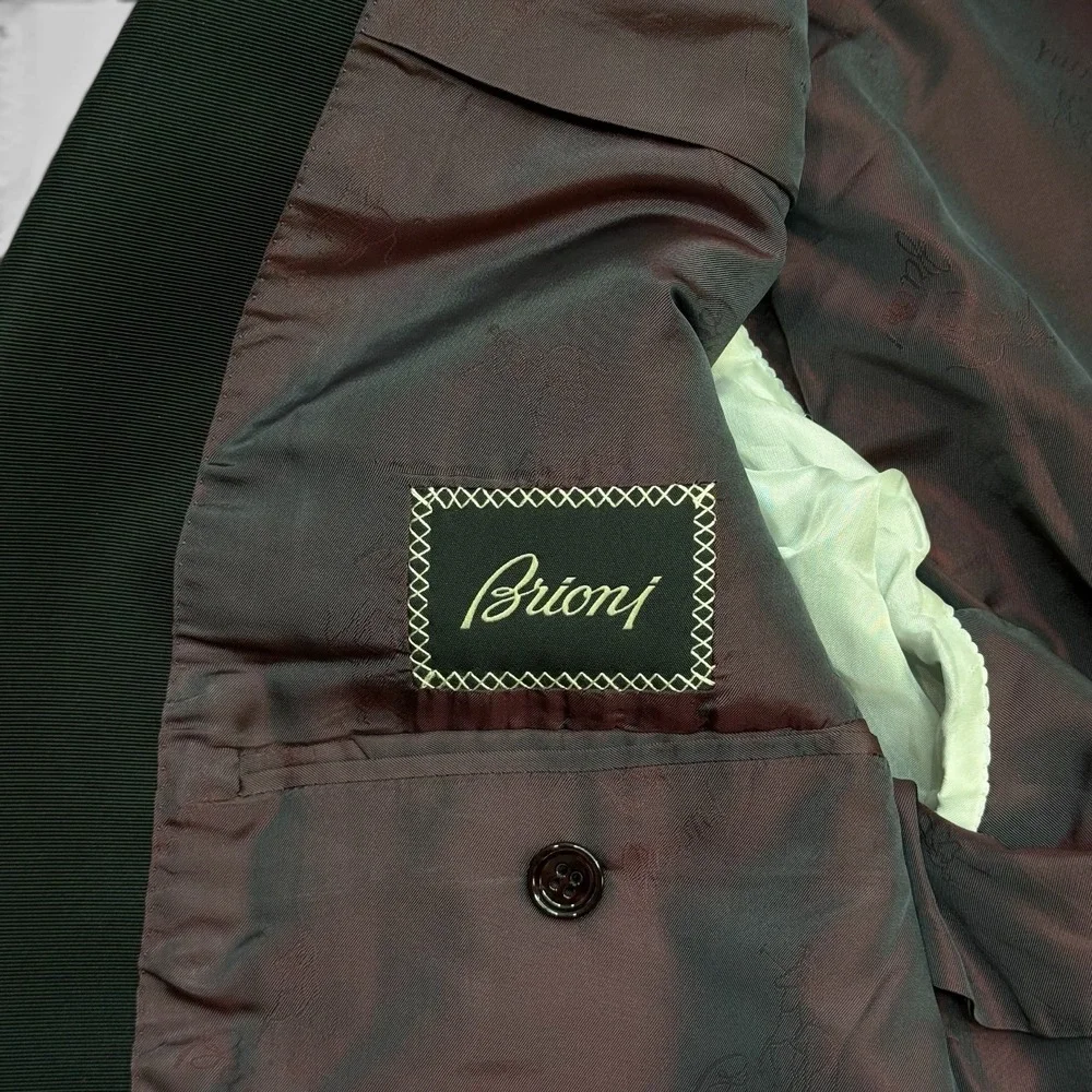 Rare Brioni Ernani Velvet Mens 46R Black Silver  Tuxedo Jacket Peak Lapel Italy